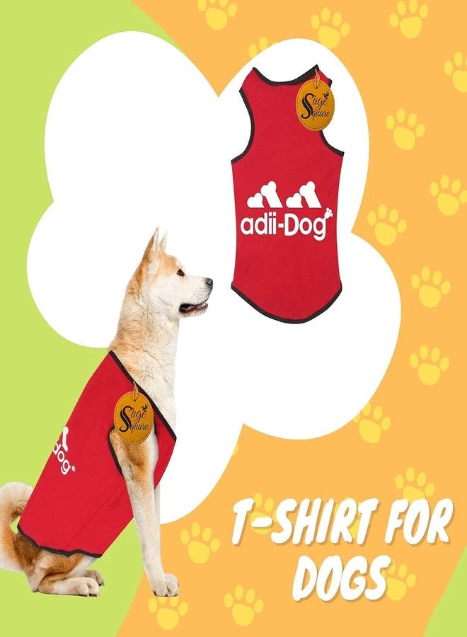 Sage Square Comfort Cotton Dog T-Shirt, Sleeveless Vest for Dog & Puppy Top Fashion Apparel, Stylish T-Shirt, Soft & Breathable (Red) (Large - 20inch) - Image 2